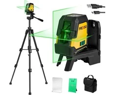 Prexiso kryžminis lazeris su stovu, 30 m, USB įkrovimas, PLC30GLIT