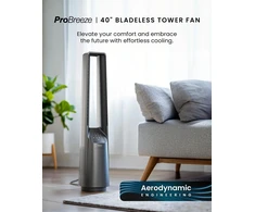 Pro Breeze bešepetėlinis bokštinis ventiliatorius, 101 cm, 6 greičiai, nuotolinis valdymas, sidabrinis PB-F-20S