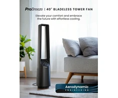 Pro Breeze bešepetėlinis bokštinis ventiliatorius, 6 greičiai, 101 cm, osciliacija, juodas, PB-F20