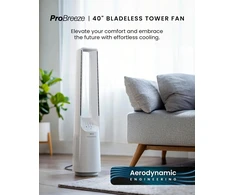 Pro Breeze bokštinis beašmenis ventiliatorius, 6 greičių, 101 cm, valdymas pulteliu, baltas, PB-F20
