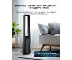 Pro Breeze koloninis belementis ventiliatorius su Wi-Fi, LED apšvietimu, 48 W, juodas, PB-F-20B-W