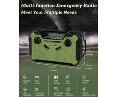 PRUNUS avarinis radijas AM/FM su saulės įkrovimu, 3000 mAh powerbanku ir SOS J-369