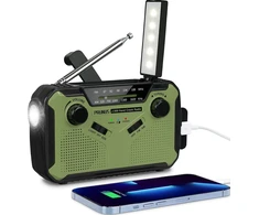 PRUNUS avarinis radijas AM/FM su saulės įkrovimu, 3000 mAh powerbanku ir SOS J-369