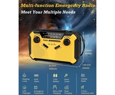 PRUNUS avarinis radijas su rankine ir saulės įkrova, AM/FM, 3000 mAh J-369