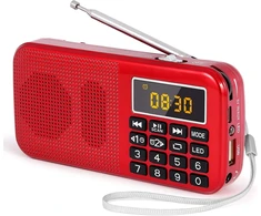 PRUNUS nešiojamas FM radijas su skaitmeniniu laikrodžiu, 3000 mAh akumuliatoriumi, USB/SD/AUX grotuvas, J-725