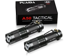 Puaida LED žibintuvėlis, 300 liumenų, 3 režimai, vandeniui atsparus, juodas, 2 vnt.