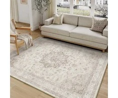 PureCozy kilimas 120 × 170 cm, polipropilenas, žemas plaukas, stačiakampis, bežinis