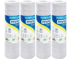 PUREPLUS vandens filtro kasetė, 10 colių, 5 mikronų, polipropilenas, 4 vnt. rinkinys