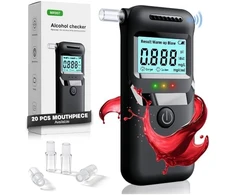 Qhpbuy alkotesteris su LCD ekranu, 0–0,20 % BAC matavimo diapazonu ir 20 kandiklių TS-004-AlcoholTester