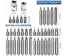 QZQUFJ 40 dalių Torx, šešiakampių ir daugiabriaunių antgalių rinkinys douille a choc