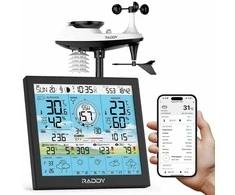 Raddy belaidė oro stotelė su Wi-Fi ir spalvotu 10 colių ekranu, vidaus ir lauko temperatūra WF-120P