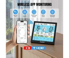 Raddy belaidė oro stotelė su Wi-Fi ir spalvotu 10 colių ekranu, vidaus ir lauko temperatūra WF-120P