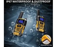 Radioddity trumpųjų bangų racija PMR446 IP67 atspari vandeniui ir dulkėms, 16 kanalų, USB-C įkrovimas, HD-1, geltona