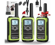 Radioddity vaikų racija PMR446, 16 kanalų, 5 km nuotolis, 2000 mAh baterija, VOX, žalia, PR-T8