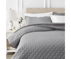 Rankšluostis Amazon Basics lovos užtiesalas, pilkas, 220 × 240 cm, mikrofibra, deimantų raštas, TEX-180455
