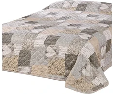 Rankšluostis Delindo Lifestyle dvigulės lovos užklotas, poliesteris, ruda, 240 × 260 cm, širdelių raštas