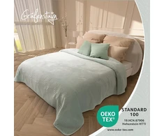 Rankšluostis Gräfenstayn lovos užtiesalas 170 × 210 cm, žalias, poliesteris, aksominis, lapų raštas