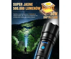 RAYLON įkraunamas LED taktinis žibintuvėlis 500000 lm, 5000 mAh, IPX6 FLS01