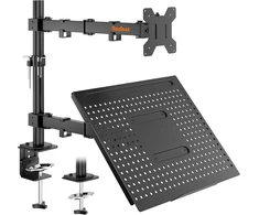 Redbat monitoriaus laikiklis su nešiojamojo kompiuterio platforma 13–32 col., 8kg, RBMDM001B-LT