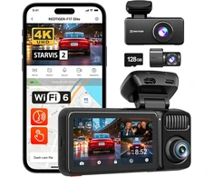 REDTIGER automobilinis vaizdo registratorius 3 kanalų 4K su GPS ir 128 GB kortele F17 Elite