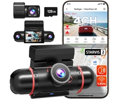 REDTIGER keturių kanalų automobilinis vaizdo registratorius 360° su Wi-Fi VP40