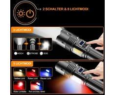Relybo LED prožektorius 1000000 lm, įkraunamas, 9 režimai, USB-C, šoninis COB apšvietimas, LC222-DE