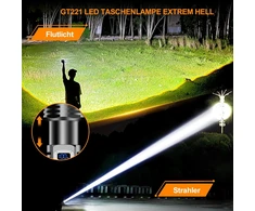 Relybo LED žibintuvėlis 1000000 lm, reguliuojamo ryškumo, įkraunamas, IPX6, GT221