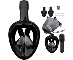 Retoo pilno veido nardymo kaukė L/XL su 180° matymo kampu, plastikas, juoda