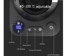 RHD elektrinis virdulys su plonu snapeliu, LCD ekranu ir temperatūros reguliavimu 1200 W RHD-KT90Pro