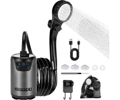 Riggoo nešiojamas dušo rinkinys su 8000 mAh akumuliatoriumi, LED ekranu, 2 m žarna, IPX8