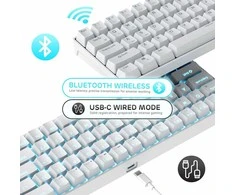 RK ROYAL KLUDGE belaidė mechaninė klaviatūra, 65 %, Bluetooth, 68 klavišai, linijiniai raudonieji jungikliai, RK68