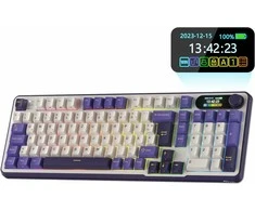 RK ROYAL KLUDGE belaidė mechaninė klaviatūra su išmaniuoju ekranu, RGB apšvietimu ir 98 klavišais, S98 DE