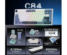 RK ROYAL KLUDGE C84 HE mechaninė žaidimų klaviatūra, 84 klavišai, Rapid Trigger, RGB, laidinė