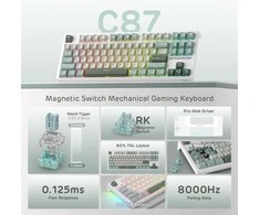 RK ROYAL KLUDGE C87 HE mechaninė žaidimų klaviatūra, 87 klavišai, RGB, magnetiniai Hall jungikliai, USB-C