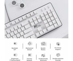 RK ROYAL KLUDGE mechaninė klaviatūra RGB apšvietimu, 104 klavišų, rudi jungikliai, RK920