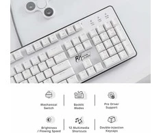 RK ROYAL KLUDGE mechaninė klaviatūra su RGB apšvietimu, pilno dydžio formato, raudonieji jungikliai, 104 klavišai, RK920