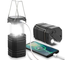 ROCAM LED kempingo lempa su įkraunamas akumuliatorius, saulės ir USB įkrovimu, 200 lm, IPX4, CL1000