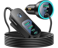 Rocoren automobilinis įkroviklis 105 W, 6 USB-C/USB-A portai, PD35 W, QC3.0, su 1,5 m laidu