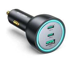 Rocoren automobilinis USB-C įkroviklis 165 W, su 3 prievadais, PD 3.1 ir QC 5.0, RCCC-165