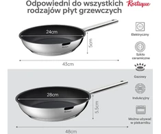 Rostique nerūdijančiojo plieno keptuvių rinkinys 24 ir 28 cm indukcijai