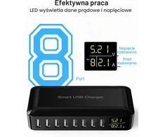 Rsydmny USB įkrovimo stotelė 8 prievadų 40 W su LED ekranu i6