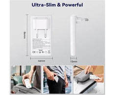 RUIFEI USB-C kroviklis 65 W, GaN technologija, 2 lizdai, PD 3.0, sulankstoma jungtis, RF065WCA-01