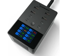 SABRENT 8 prievadų USB-C ir USB-A įkroviklis 252 W su LCD ekranu AX-8PTC