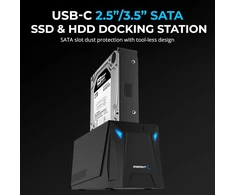 SABRENT SATA SSD ir HDD diskų dokas USB-C 10 Gb/s, 2.5 ir 3.5 col., DS-UC1B
