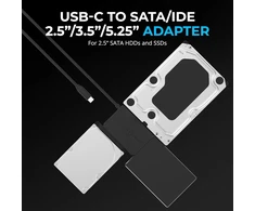 SABRENT USB-C adapteris SATA ir IDE diskams 2,5–5,25 col., iki 10 TB, USB-DS12