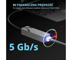 SABRENT USB-C į 5 GbE Ethernet tinklo adapteris su aliuminio korpusu NT-C5GA