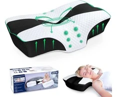 SAHEYER ortopedinė kaklo pagalvė iš atminties putų, ergonominė, 60 × 41 × 14/11 cm, juoda