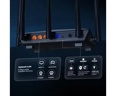 Šakotuvas Tenda Wi-Fi 6 maršrutizatorius AX1500, dviejų dažnių juostų, su 5 antenomis, RX1 Pro