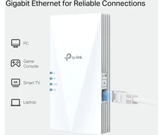 Šakotuvas TP-Link Wi-Fi 6 signalo stiprintuvas AX1500, dviejų juostų, Gigabit Ethernet RE580X