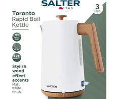 Salter elektrinis virdulys Toronto 1,7 l 3000 W, matinis baltas, su 360° pagrindu ir filtru